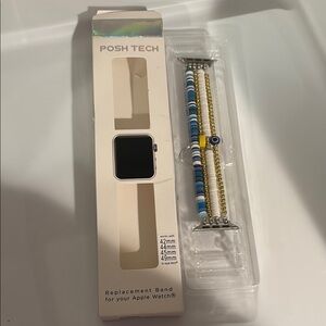 Beaded Apple Watch Band - Blue and Gold